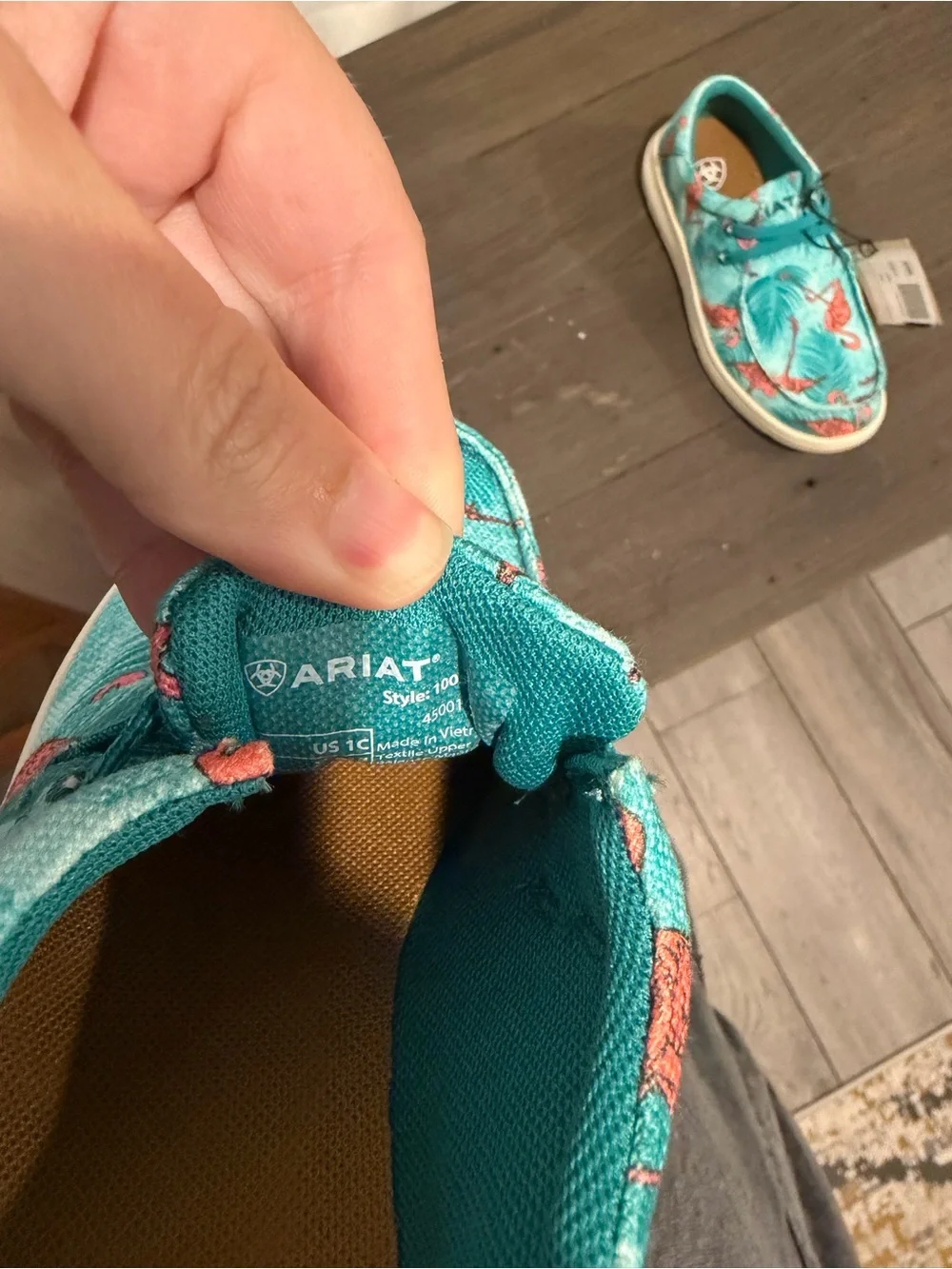 Ariat Teal Flamingo Print Kids Slip-On Sneakers
